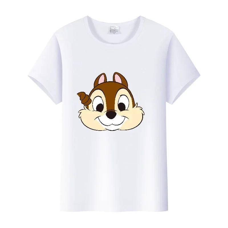 Casual Cartoon Chip 'n' Dale Graphic t-shirt Summer Blouses White Tees Clothes Y2K Tshirt Oversized Tops Unisex