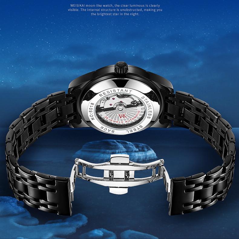 WEISIKAI 5008B Мужские часы Новые роскошные мужские часы топ-бренда с коробкой Водонепроницаемые светящиеся календари Автоматические мужские механические часы