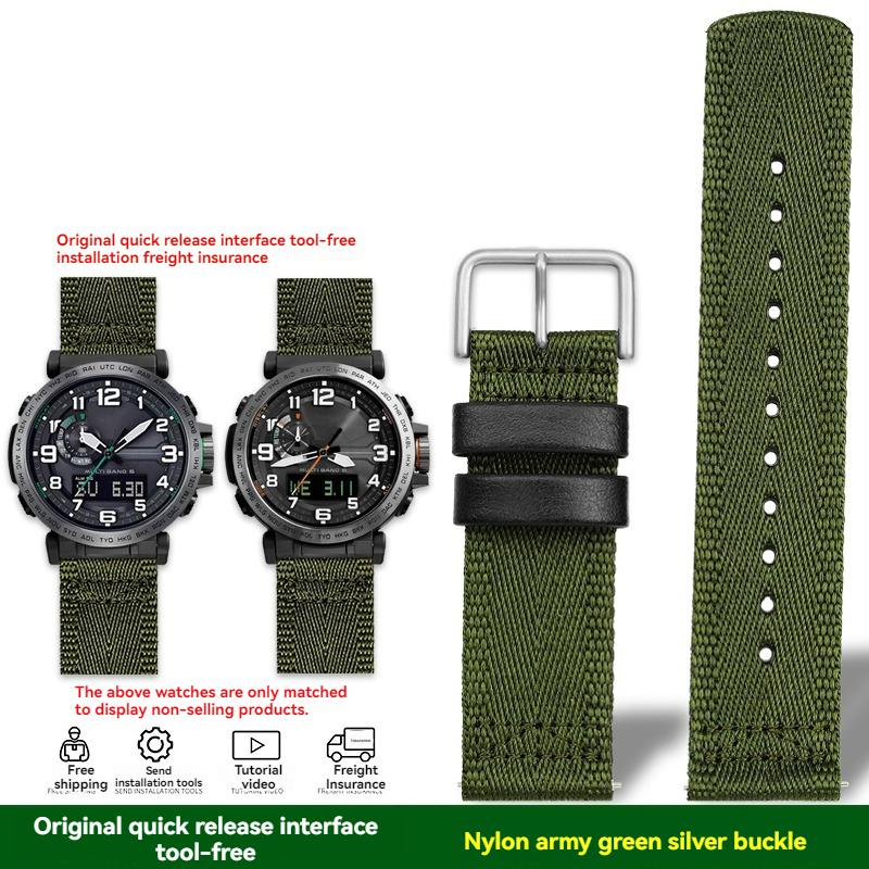 Для серии Casio PROTREK PRG-601 PRG-600 PRG-650 PRW-6600Y GA2200 Дышащий нейлоновый холщовый ремешок 24 мм Быстросъемный браслет
