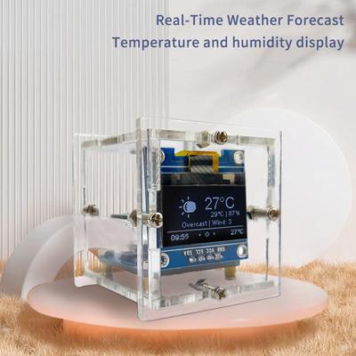 Esp8266 Мини-погодные часы Wi-Fi Цифровые часы Набор для пайки своими руками Электронная многофункциональная метеостанция