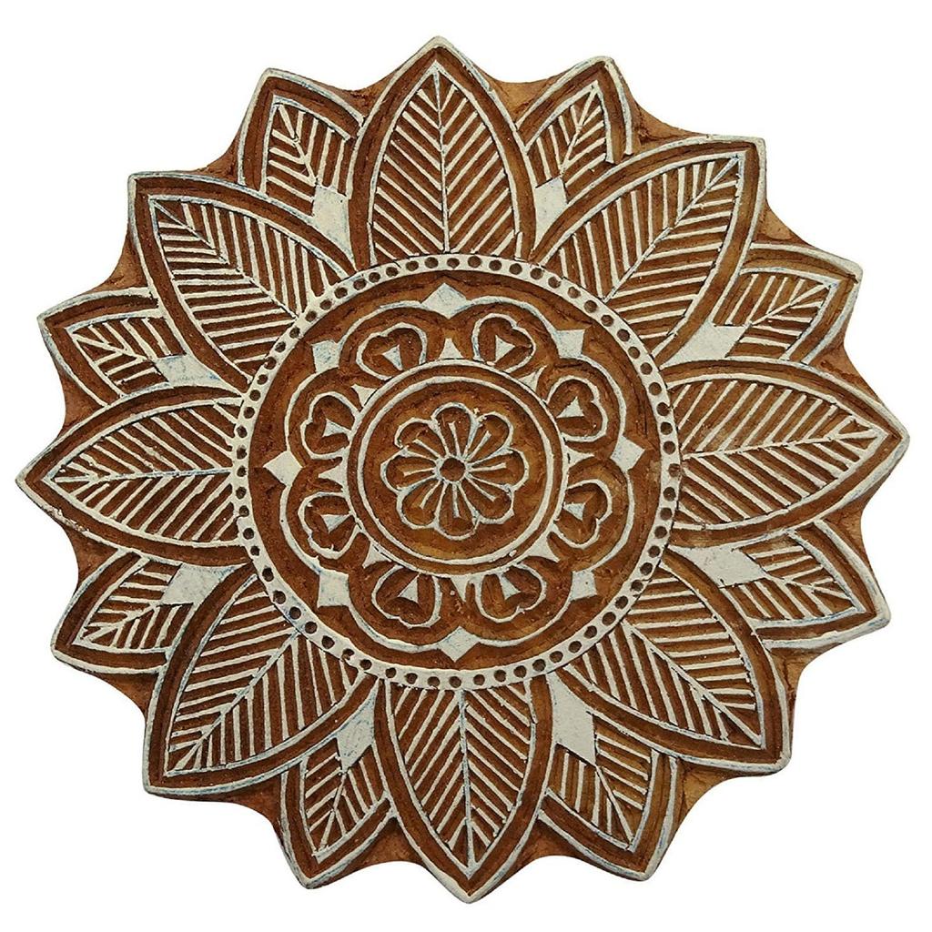 Ручной Резной Цветочный Узор Текстильной Древесины Штамп Печати Блоки Деревянный Блок