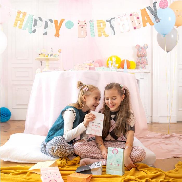 Banner Garland Kittens Cats Happy Birthday Birthday Party Decoration 200Cm