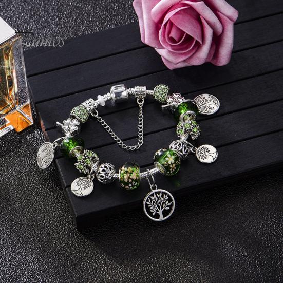 Браслет удачи, глазурованное дерево жизни, зеленый искусственный кристалл, винтажный браслет своими руками, многоцветный браслет в этническом стиле для покупок, работы, вечеринки, свиданий