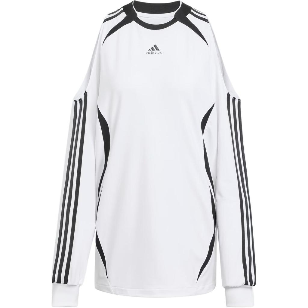 adidas Оригинальные футболки Adilenium Сезон 4 Teamgeist Fashion Свободная повседневная футболка с длинным рукавом и открытыми плечами Женские футболки KE9797