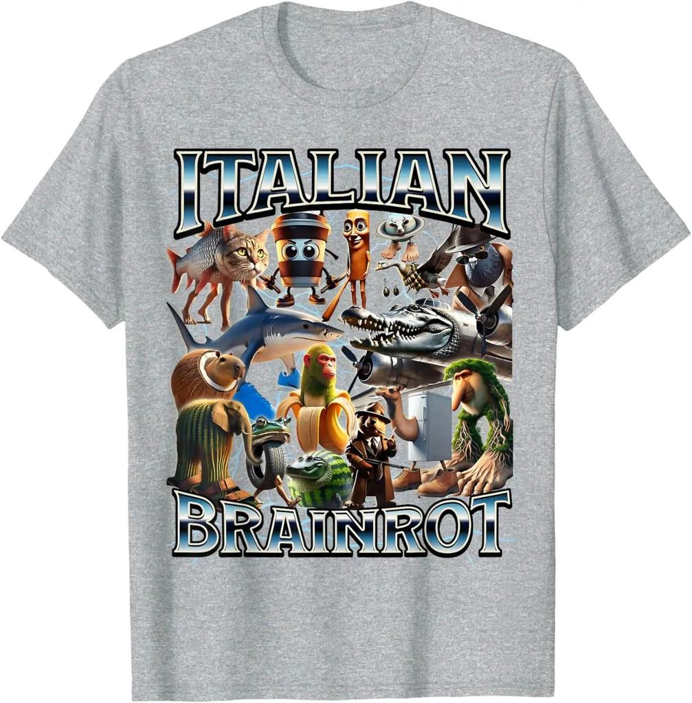 Bombardiro Crocodilo Italian Brainrot Meme T-Shirt Men's Women's Short Sleeve Cotton Tees Funny Graphic Y2k T-shirt Summer Tops