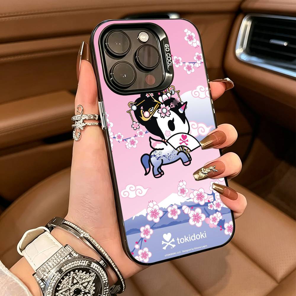 Retro Cute Vibe T-Tokidoki Art Phone Case For iPhone 17,16,15,14,13,12,11 Plus Pro Max Colored Silver Phone Case