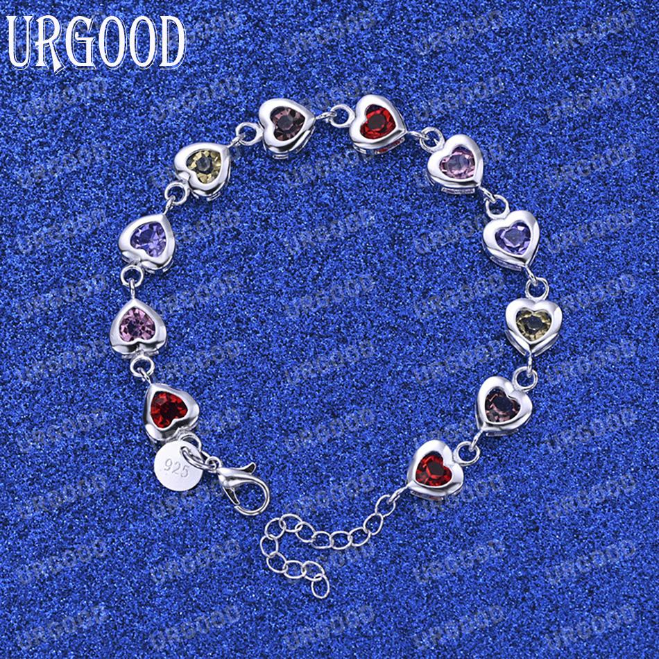 Браслет в форме сердца из стерлингового серебра 925 пробы с цирконием AAA, модные свадебные украшения