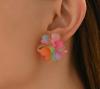 Charm Fashion Acrylic Petals Perfect For Casual Attire Summer Popular Boho-Chic Floral Heart Earrings Dangle Earrings - Colorful