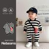 Lebinjia Модный черно-белый полосатый детский ромпер в корейском стиле для мальчиков и девочек