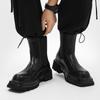 Модная мужская роскошная модная обувь челси черного цвета, приливная осенне-зимняя обувь, дизайнерские ботинки на платформе с квадратным носком, из оригинальной кожи, боты