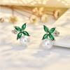 Серьги с жемчугом в виде четырехлистного клевера, нишевый дизайн, элитные легкие роскошные микро-инкрустированные серьги из циркония