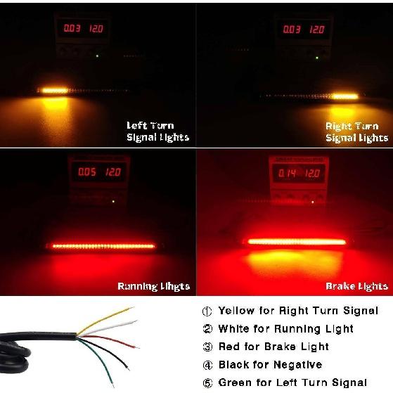 2pcs Universal 48 LEDs Motorcycle Soft Rubber Light Bar Strip Tail Brake Stop Turn Signal Lights License Plate