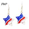 American Flag Earrings USA for Women, Patriotic Red White Blue Earrings, Independence Day Dangle Drop 4th of July Gift Statement