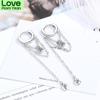 Elegant Silver Color Long Tassel Hoop Earrings For Women Handmade Cubic Zircon Water Drop Shape Earring Jewelry Gifts S -E1071