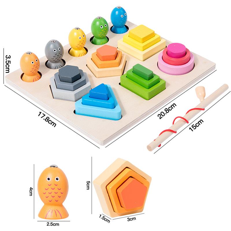Wooden Color Shape Cognitive Classification Matching Puzzle Children's Magnetic Fishing Montessori Learning Educational Toys