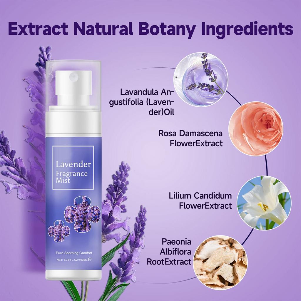 Лавандовый спрей освежающий спрей для тела с маслом лаванды мягкая туалетная вода-спрей для волос и тела100 мл