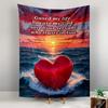 Guard my life Bible verse red heart sunset ocean Patterned tapestry for bedroom and living room home decor
