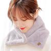 Versatile Plush Scarf Luxurious Double-layer Plush Scarf with Natural Wood Buckles Imitation Rabbit Fur Lining Solid Color
