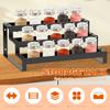 3 Tier Expandable Kitchen Storage Rack Carbon Steel Spice Bottle Rack With Fence Telescopic Seasoning Jar Organizer for Home