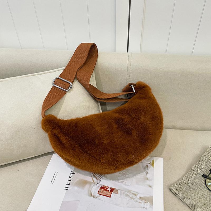 Yogodlns Женская плюшевая сумка кроссбоди Осень Зима Пушистая сумка-хобо Повседневная универсальная сумка на плечо Модная легкая сумка подмышку