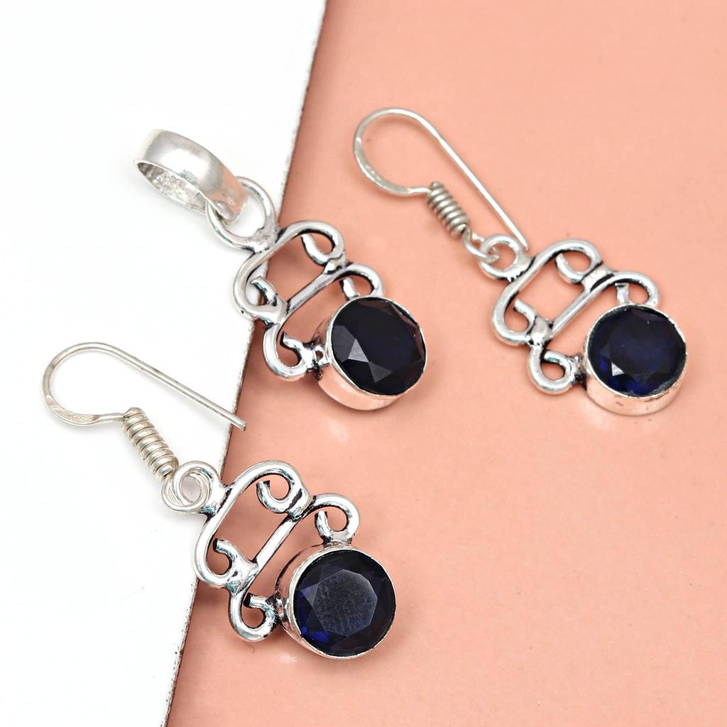 Комплект ювелирных изделий из танзанита, кварцевый драгоценный камень, подвеска, ожерелье 18-20 дюймов