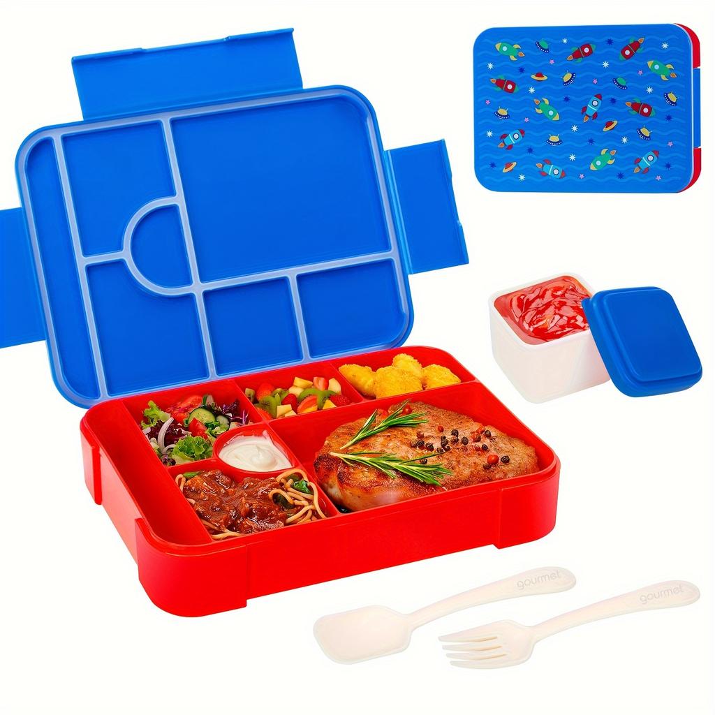Large Capacity Bento Lunch Box Set with Leak-Proof Sealing Divided Fresh-Keeping Food Container with Fork Spoon for School Kids