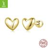 Exquisite Mini Heart-Shaped Threaded Stud Earrings For Women, Simple Love S925 Sterling Silver Plain Silver Earrings.