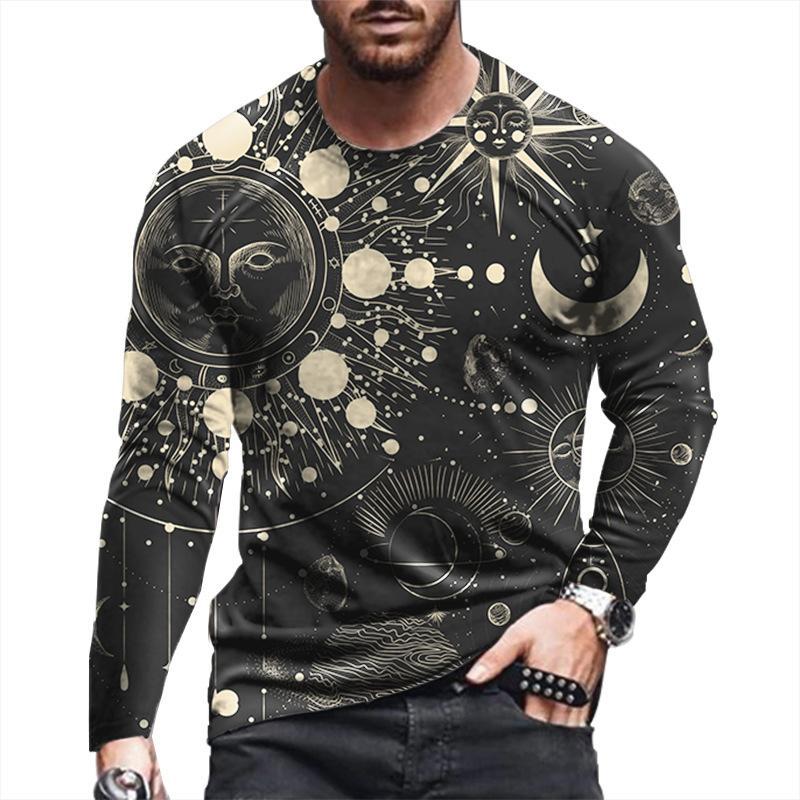 Spring Autumn Men Casual 3D Digital Print Hip Hop T Shirt Men Sport Long Sleeve Round Neck Fitness Tops T Shirt