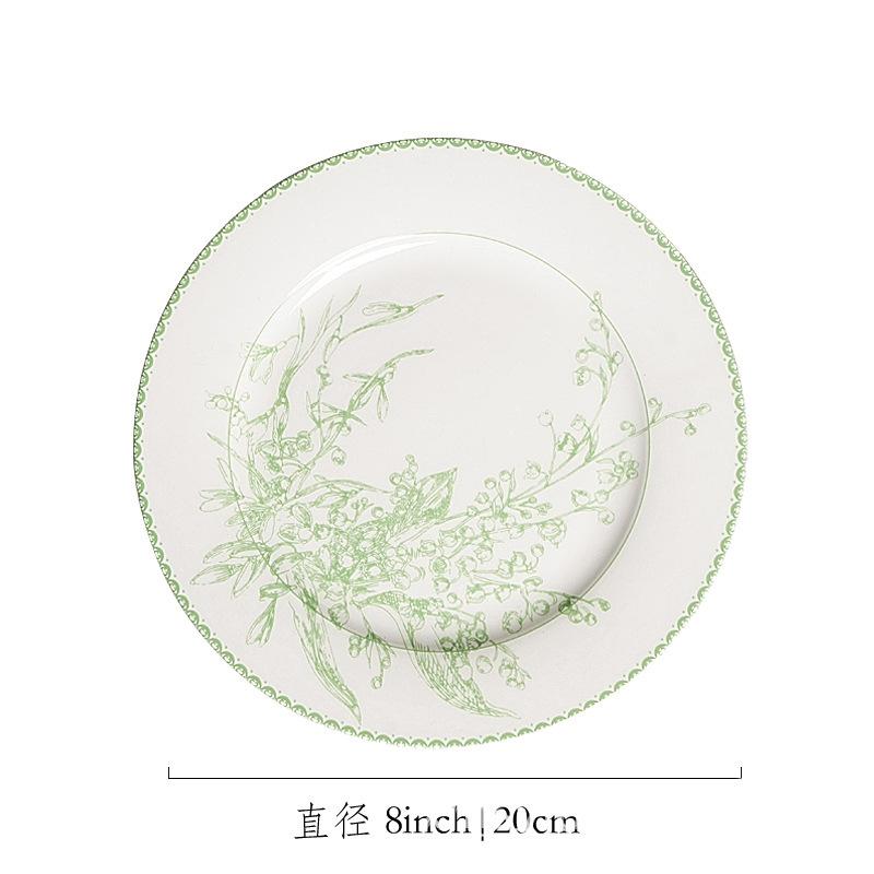 8 inch / 10inch Lily of The Valley Plates Dinner Steak Cake Dish Dessert Plates Coffee Cup and Saucer Tableware Set