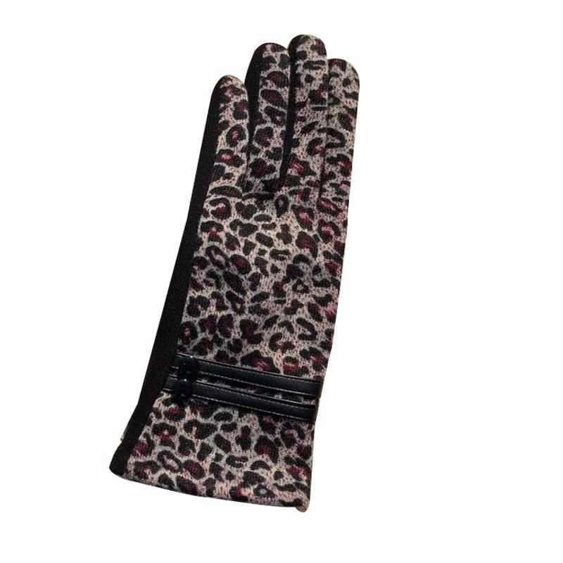 Осенние термальные перчатки, модные перчатки с леопардовым принтом, спортивные перчатки для велоспорта, женские перчатки с пальцами