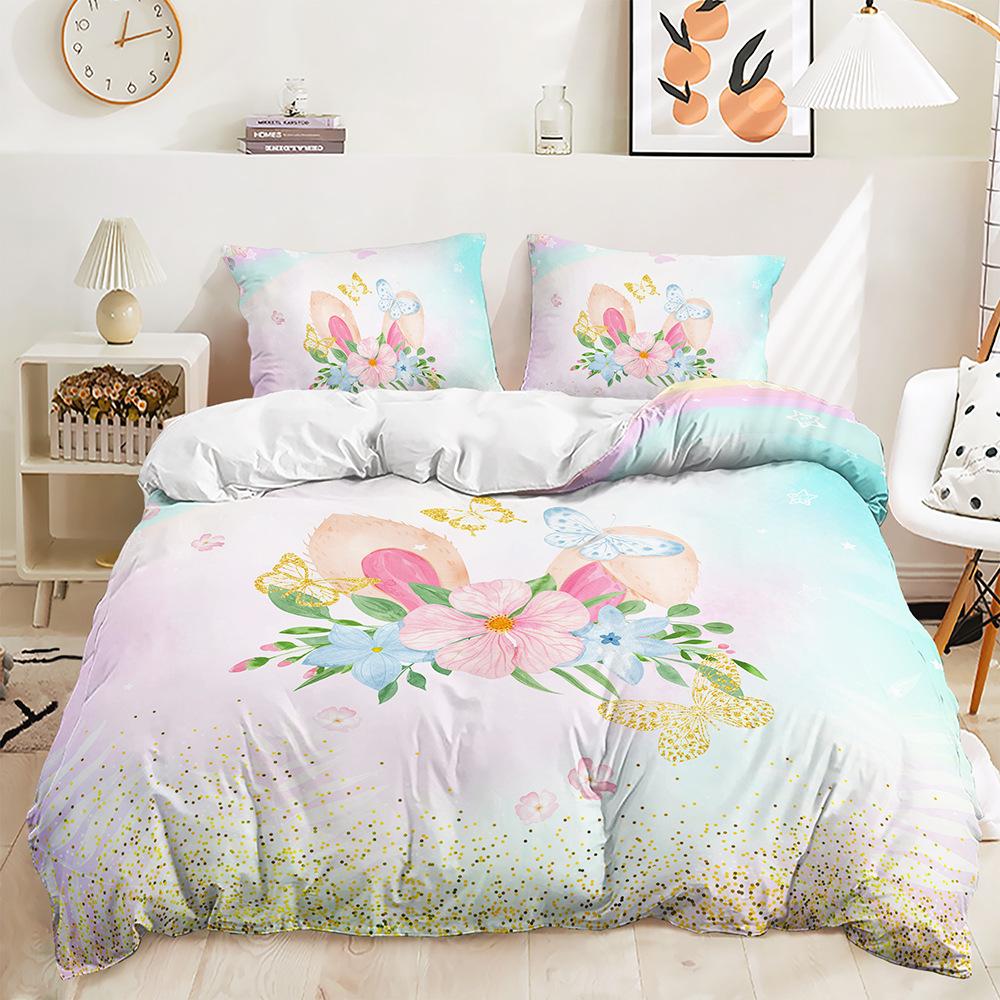 Three-Piece Dream Unicorn Quilt Cover Digital Printing Three-Piece Bedding