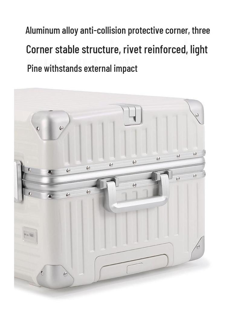 Large 24/26-Inch Multifunctional Aluminum Frame Suitcase with Universal Wheels for Men & Women's Travel