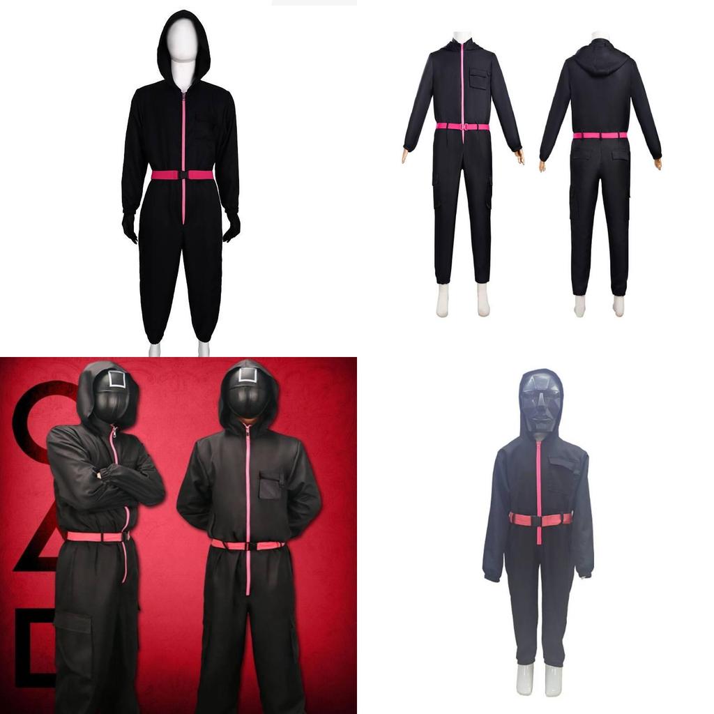 Игра в кальмара Популярный фильм Костюм на Хэллоуин для детей из смесовой ткани с хлопком Косплей-костюм