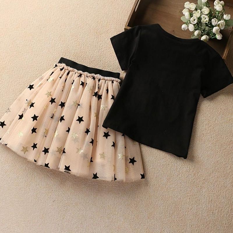 Детское летнее платье для девочек, милое платье принцессы из двух предметов с короткими рукавами, детские платья для девочек