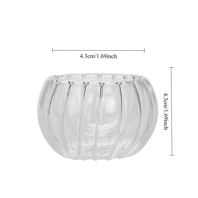Striped Glass Cup Transparent Mug Wine Water Milk Cup Cute Office Home Breakfast Coffee Mugs Pumpkin Pattern Drinkware