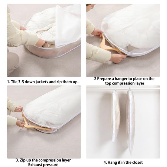 1/3 шт. Подвесные чехлы для одежды с самокомпрессионной молнией, большой емкости, прозрачные, экономящие место