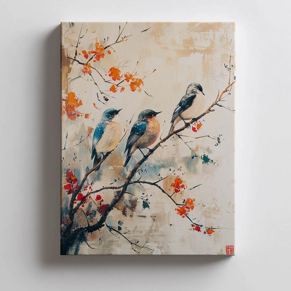 Gałązka Pełna Życia Gałązka Pełna Życia, 40X50 Cm, Rama Aluminiowa Złota, Papier Matowy 230 Gsm