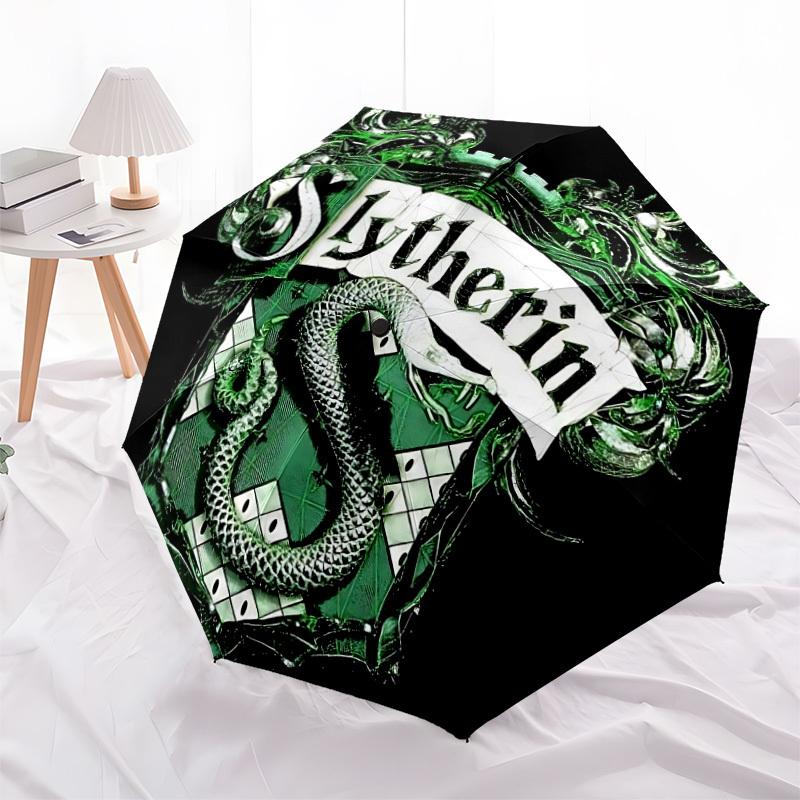 1pc Slytherin Crest Automatic Umbrella | Portable Foldable 8-Rib Manual Open, Cute Halloween & Christmas Gift for Outdoor, Casual Accessory, Durable C