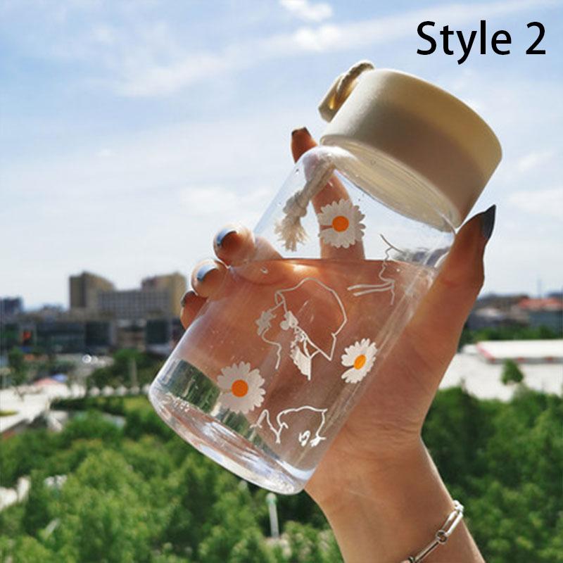500Ml Small Daisy Transparent Plastic Water Bottles Water Bottle Portable Travel