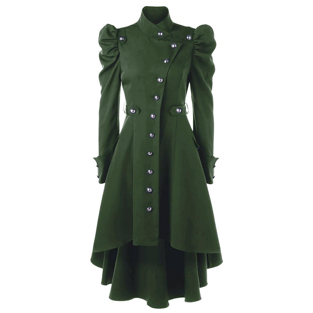Womens Vintage Steampunk Long Coat Gothic Overcoat Ladies Retro Jacket