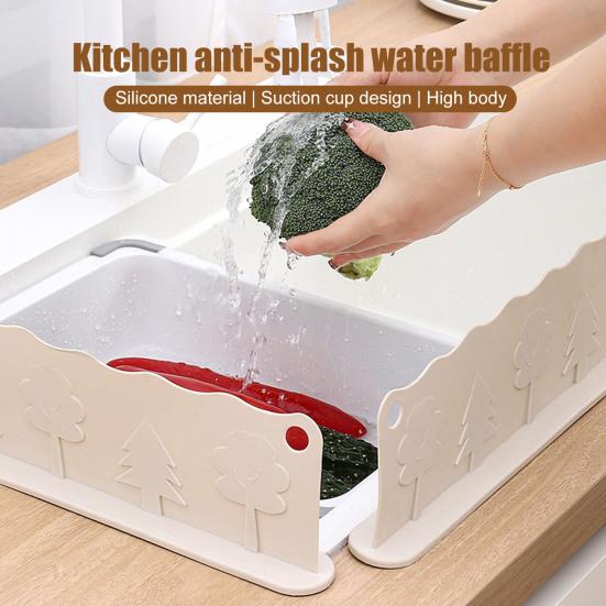 Sink Splash Guard with Suction Cups Vegetable Washing Water Splash Protector Kitchen