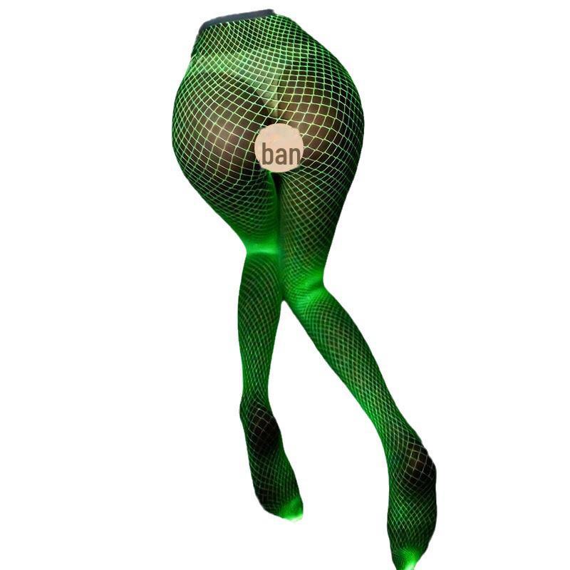 Светящиеся флуоресцентные колготки в сетку: Сексуальная сетка с закрытой промежностью и вырезами.