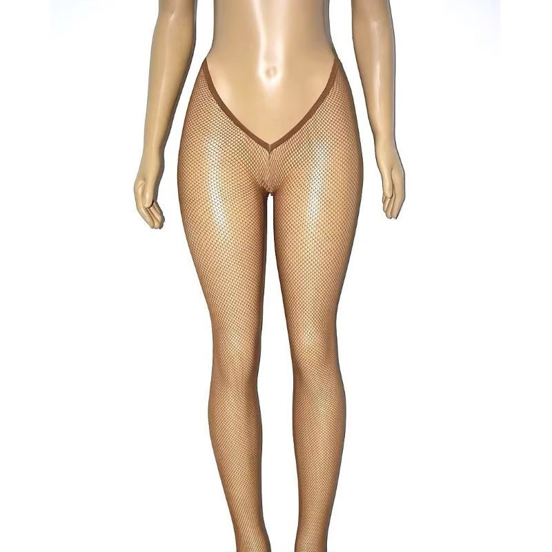 Extra Large Skin Tone V Cut Carnival Glitter Jacquard Opaque Thin Fishnet Seamless Breathable Stockings Women Sexy Sparkly