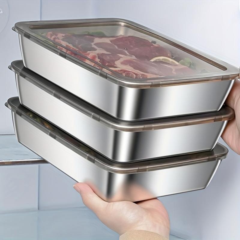 1 шт. Прочный контейнер для хранения продуктов из нержавеющей стали 304 - Герметичный, не содержит БФА, подходит для микроволновой печи и холодильника, не хрупкий