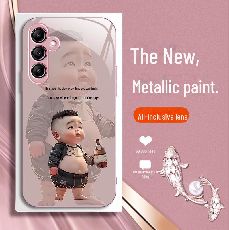 Защитный чехол из жидкого стекла для Samsung A34, A14, A20, A51, A32, S12 — полный комплект защиты от падений — мультяшный дизайн — идеально подходит для мужчин.