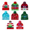 Knitting Hat with LED Lights Santa Claus Deer Christmas Tree Pattern Winter Illuminated Hat Festive Atmosphere Accessory