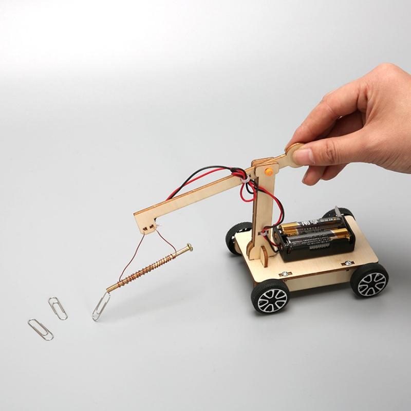 Детские DIY деревянные электрические электромагнитные краны Научные эксперименты Модели Строительные наборы Креативные Игрушки для раннего обучения Подарок