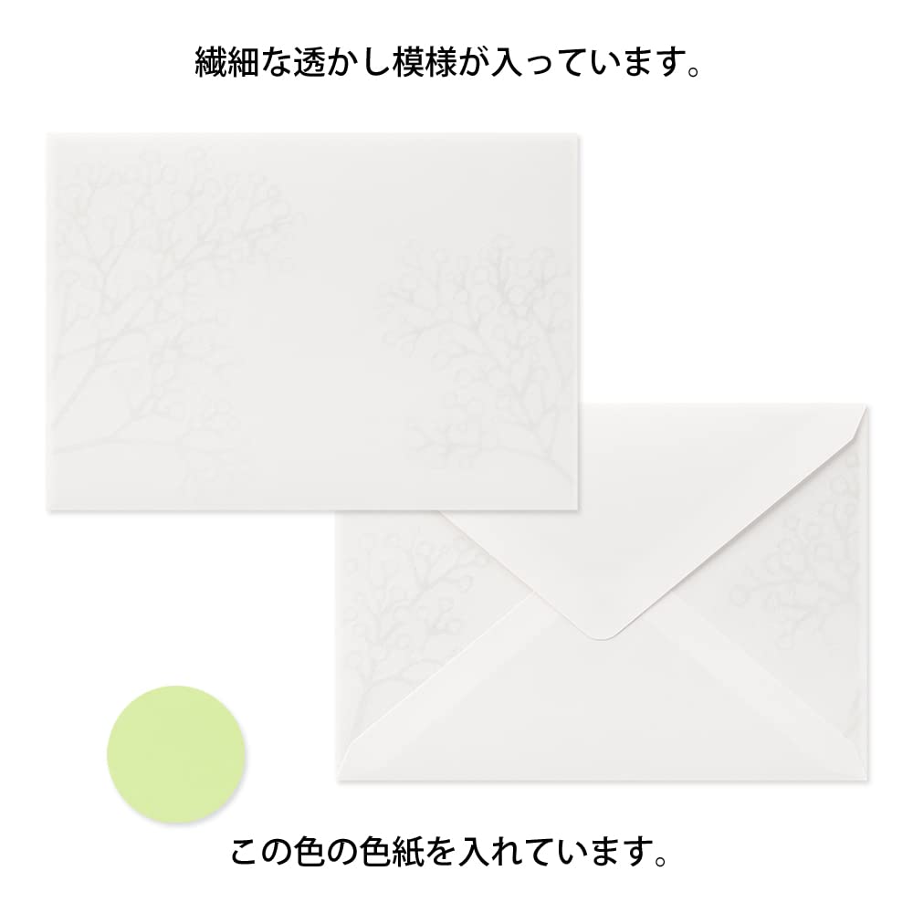 Midori Envelope Watermark Western 2 6 Pieces of Japanese Paper 6 Pieces of Colored Paper Kasumi Grass Pattern 20580006