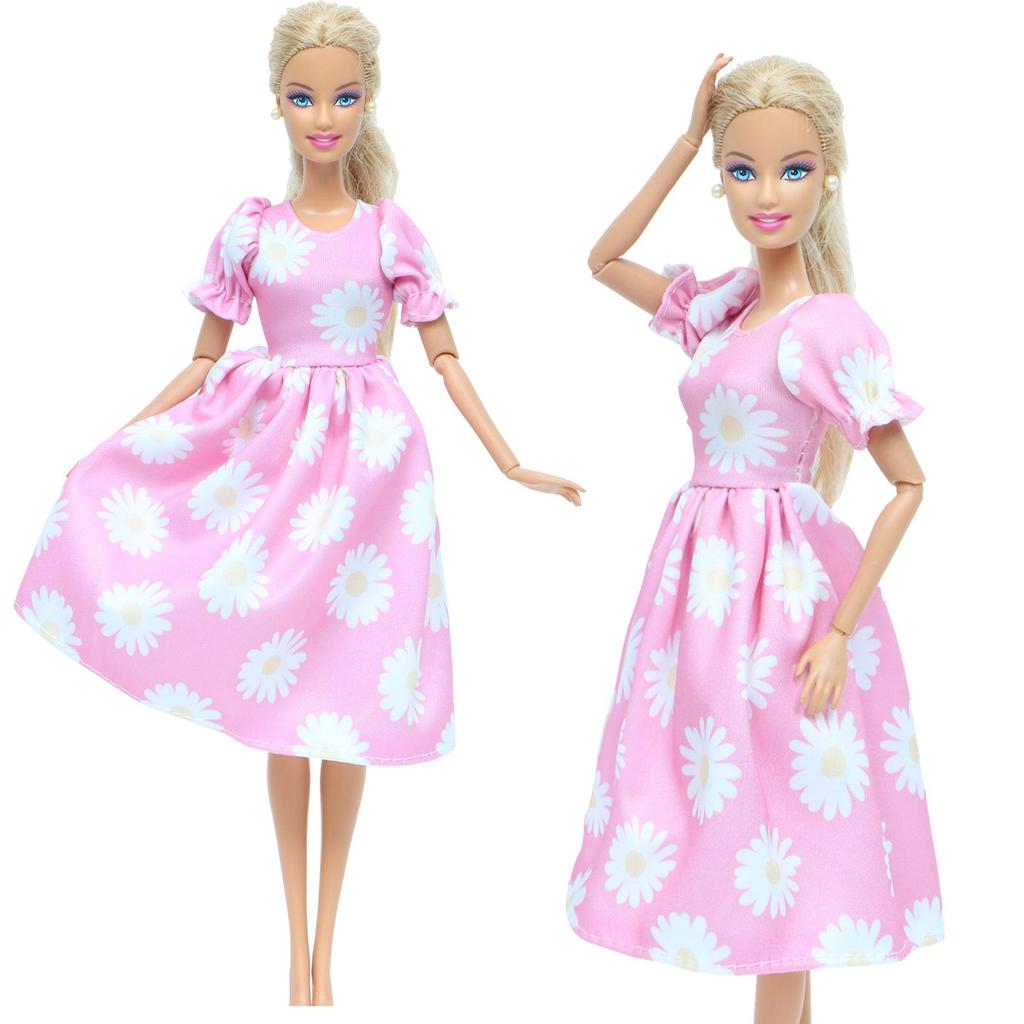 5 Girlish Outfits for 30cm Dolls Floral Dress Flower Shorts Tops Pink Clothes for 1/6 11.5 Inch Doll Gift Set for Girl Toy