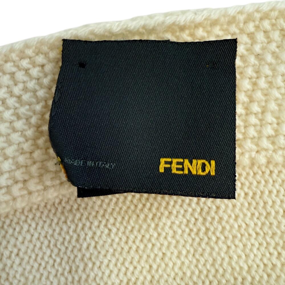 Fendi Шарф из шерсти с логотипом Stall FF, белая шерсть, женский, б/у